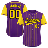 Custom Purple Gold Stripe Fashion Personalized Authentic Baseball Jersey BSBJ01-D017220